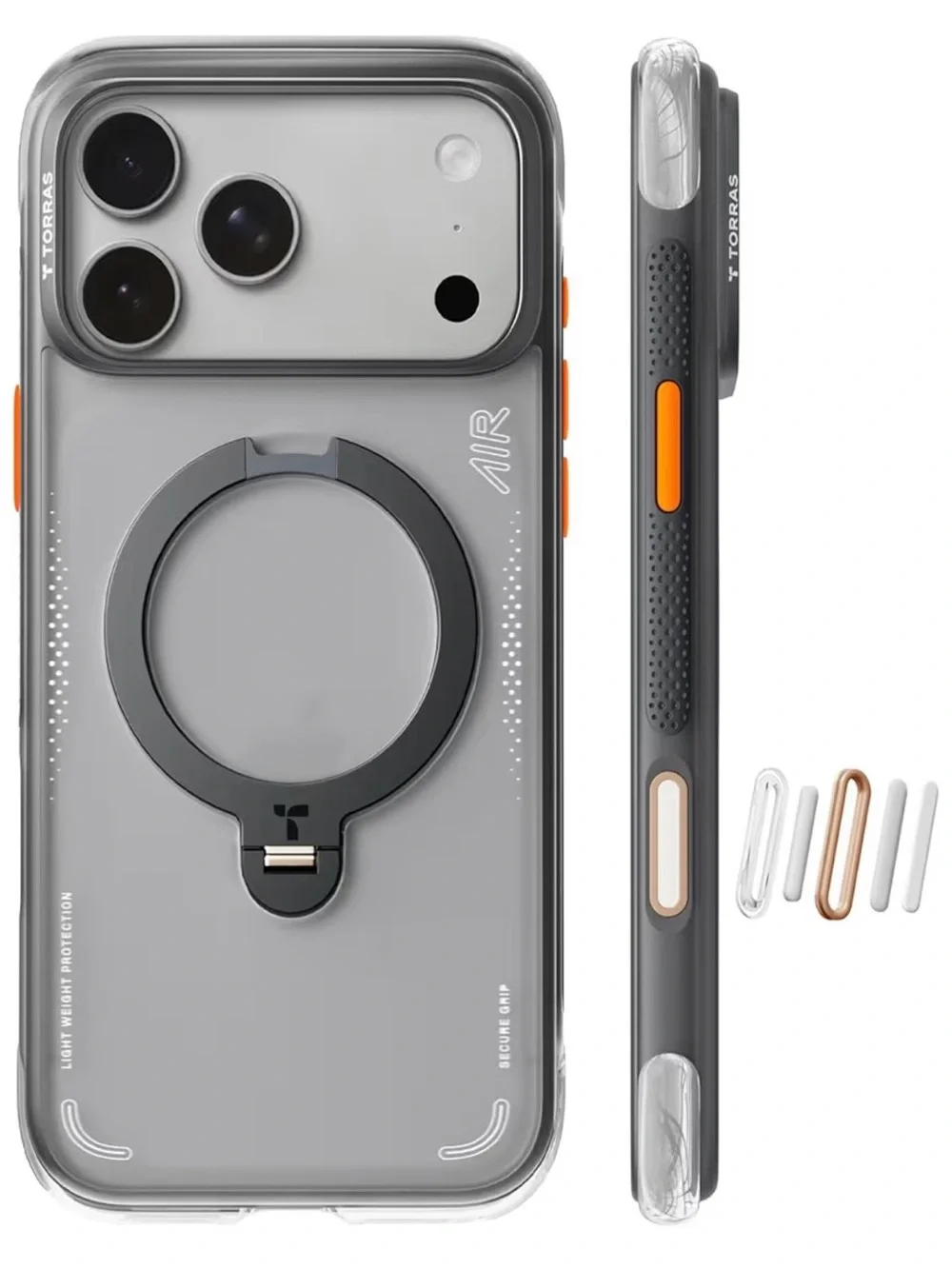 TORRAS MagSafe-Compatible Ring Case in Shadow Black.